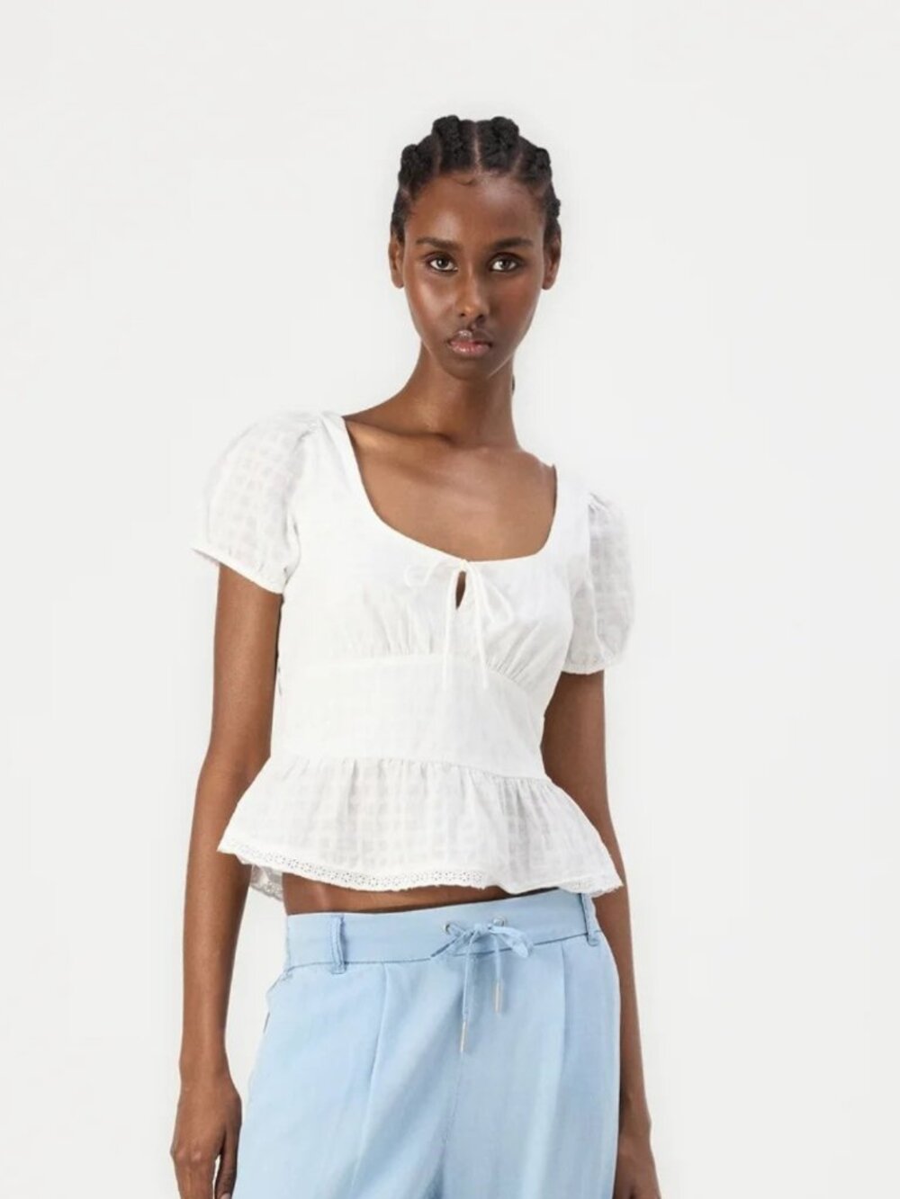 Hollister White Milkmaid Cotton Top